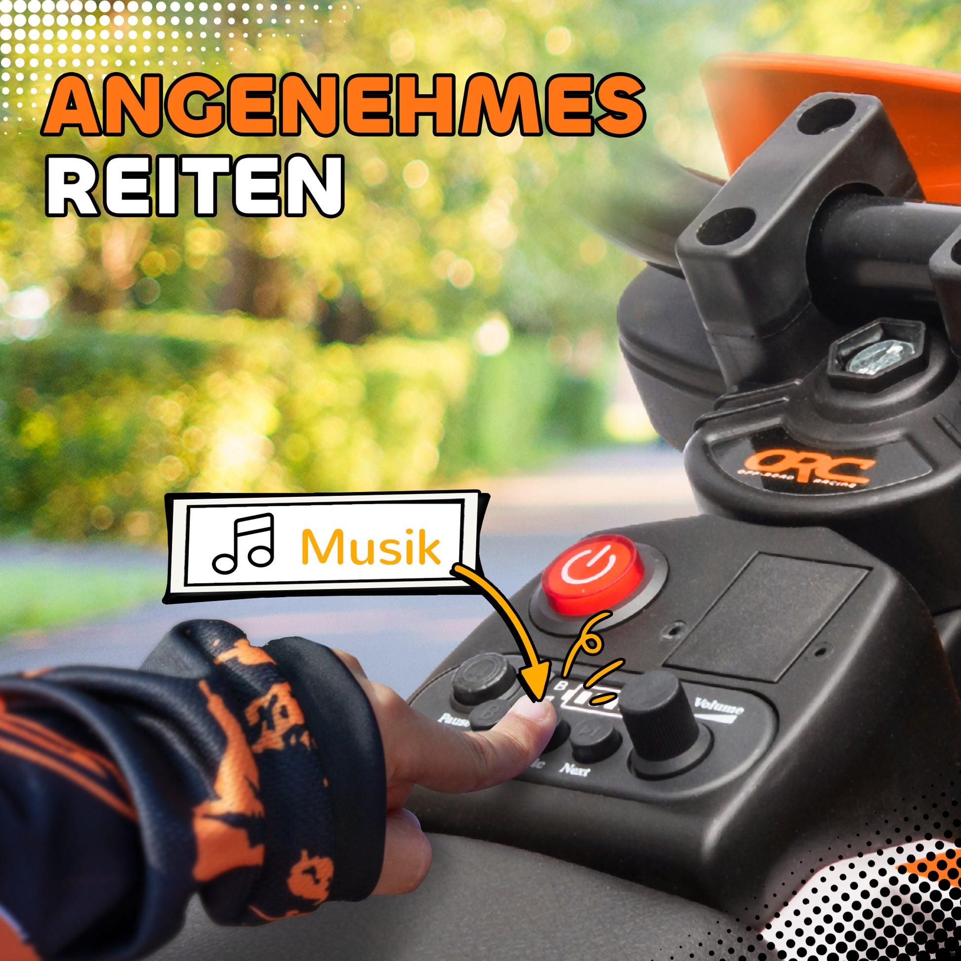 Kids Electric Motorcycle, 12V Children's Bike with Music, Children's Vehicle with Removable Training Wheels, 2.4-5 km/h, for 3-6 years old kids, max. 30 kg, Orange