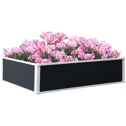 Raised Bed Planter Box with Drainage Function Vegetable Bed for Vegetables, Herbs in the Garden, Patio and Balcony, Plastic, Grey, 120 x 90 x 30 cm