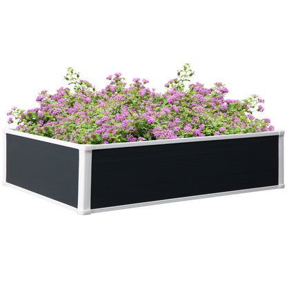 Raised Bed Planter Box with Drainage Function Vegetable Bed for Vegetables, Herbs in the Garden, Patio and Balcony, Plastic, Grey, 120 x 90 x 30 cm