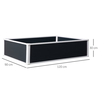 Raised Bed Planter Box with Drainage Function Vegetable Bed for Vegetables, Herbs in the Garden, Patio and Balcony, Plastic, Grey, 120 x 90 x 30 cm