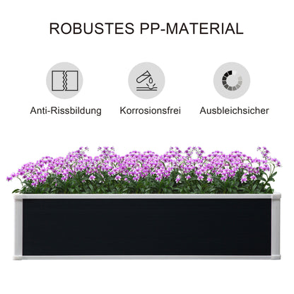 Raised Bed Planter Box with Drainage Function Vegetable Bed for Vegetables, Herbs in the Garden, Patio and Balcony, Plastic, Grey, 120 x 90 x 30 cm