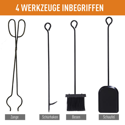 Firewood Stand with Fireplace Tool Set, Firewood Rack Log Storage Fireplace Tool Iron Black+Gold 51.5x33x77 cm