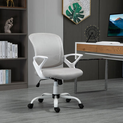 Office Chair Ergonomic Mesh Desk Chair, Adjustable Swivel Chair with Linen Look, Computer Chair for Office, Gray