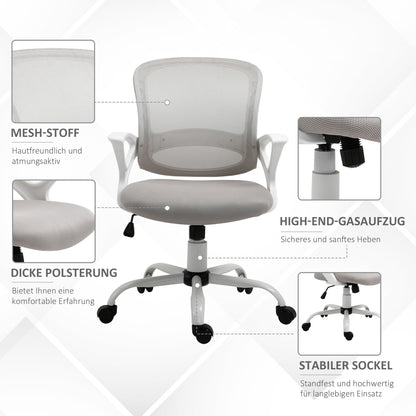 Office Chair Ergonomic Mesh Desk Chair, Adjustable Swivel Chair with Linen Look, Computer Chair for Office, Gray