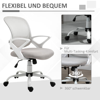 Office Chair Ergonomic Mesh Desk Chair, Adjustable Swivel Chair with Linen Look, Computer Chair for Office, Gray