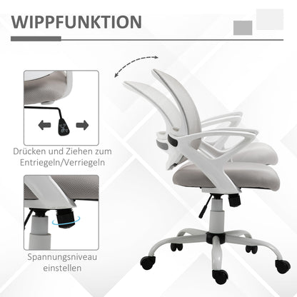 Office Chair Ergonomic Mesh Desk Chair, Adjustable Swivel Chair with Linen Look, Computer Chair for Office, Gray