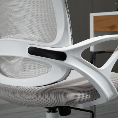 Office Chair Ergonomic Mesh Desk Chair, Adjustable Swivel Chair with Linen Look, Computer Chair for Office, Gray