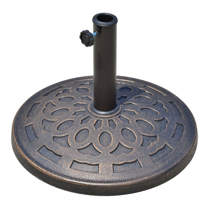 Resin Umbrella Stand 14kg Umbrella Base Handles, Round Umbrella Holder, Umbrella Weight for Umbrella 38mm/48mm Pole Diameter, for Balcony, Terrace, Garden, Bronze