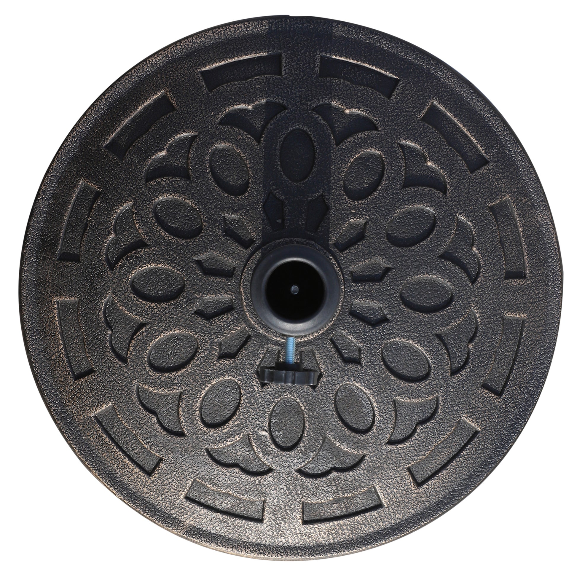Resin Umbrella Stand 14kg Umbrella Base Handles, Round Umbrella Holder, Umbrella Weight for Umbrella 38mm/48mm Pole Diameter, for Balcony, Terrace, Garden, Bronze