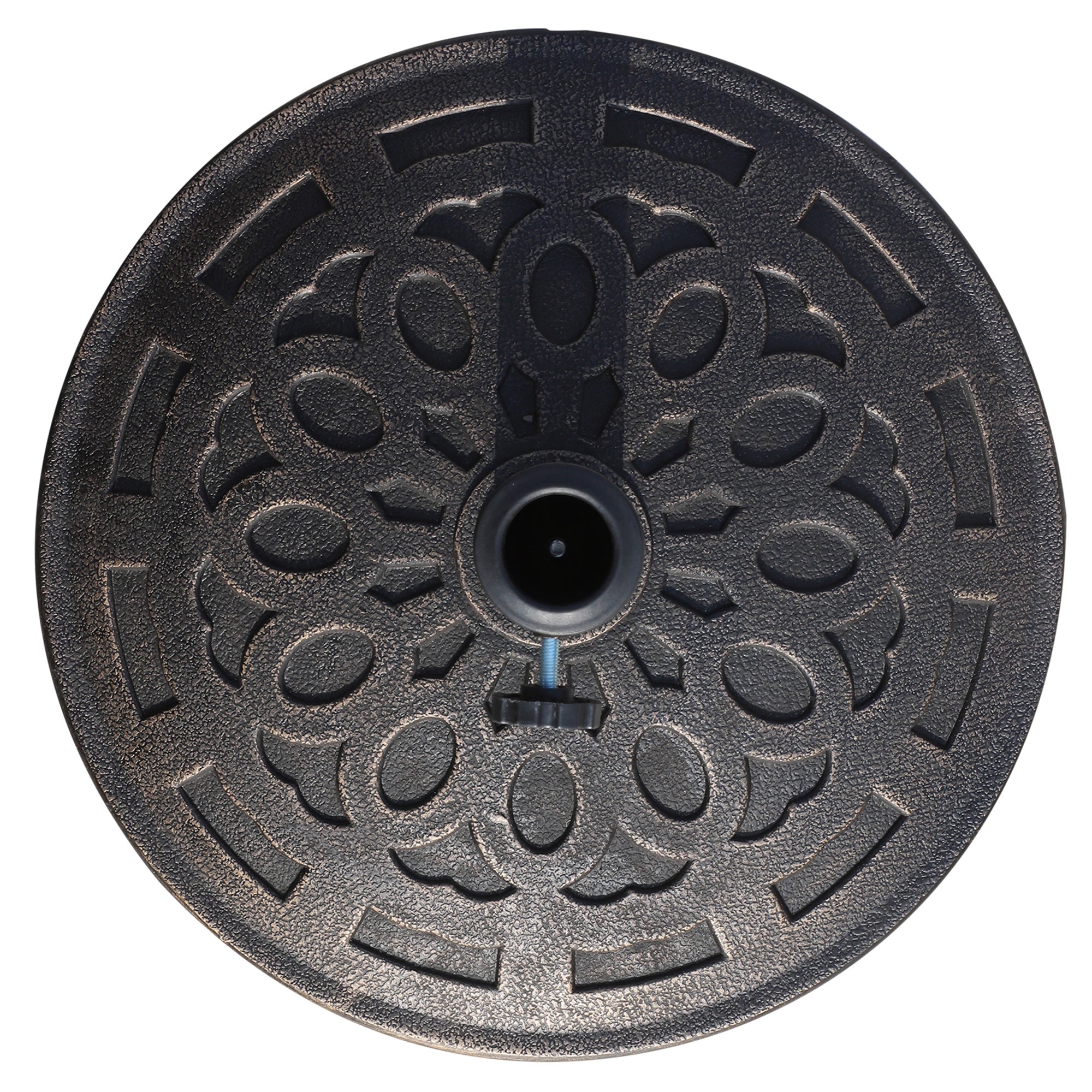 Resin Umbrella Stand 14kg Umbrella Base Handles, Round Umbrella Holder, Umbrella Weight for Umbrella 38mm/48mm Pole Diameter, for Balcony, Terrace, Garden, Bronze