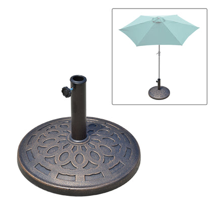 Resin Umbrella Stand 14kg Umbrella Base Handles, Round Umbrella Holder, Umbrella Weight for Umbrella 38mm/48mm Pole Diameter, for Balcony, Terrace, Garden, Bronze