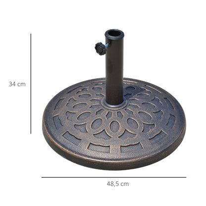 Resin Umbrella Stand 14kg Umbrella Base Handles, Round Umbrella Holder, Umbrella Weight for Umbrella 38mm/48mm Pole Diameter, for Balcony, Terrace, Garden, Bronze