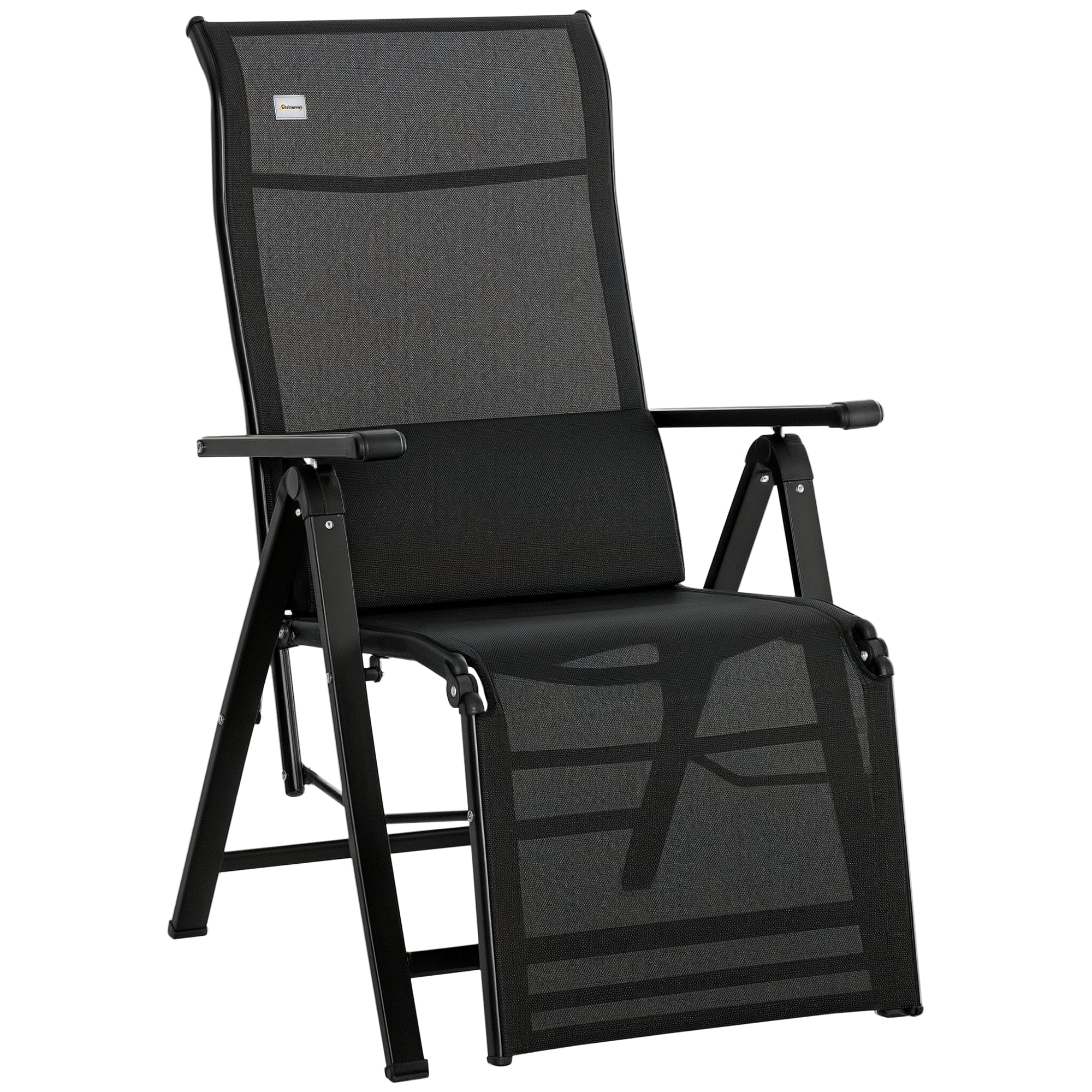 Folding Sun Lounger Garden Lounger with Cushion Zero Gravity Recliner with 9-Position Adjustable Backrest Patio Chair up to 150 kg Load Capacity, for Garden Vacation Outdoor Beach Pool, Black