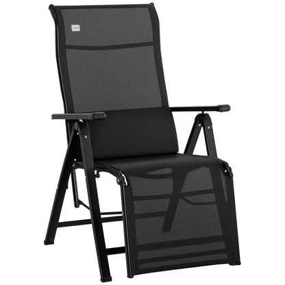 Folding Sun Lounger Garden Lounger with Cushion Zero Gravity Recliner with 9-Position Adjustable Backrest Patio Chair up to 150 kg Load Capacity, for Garden Vacation Outdoor Beach Pool, Black