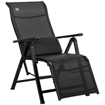 Folding Sun Lounger Garden Lounger with Cushion Zero Gravity Recliner with 9-Position Adjustable Backrest Patio Chair up to 150 kg Load Capacity, for Garden Vacation Outdoor Beach Pool, Black