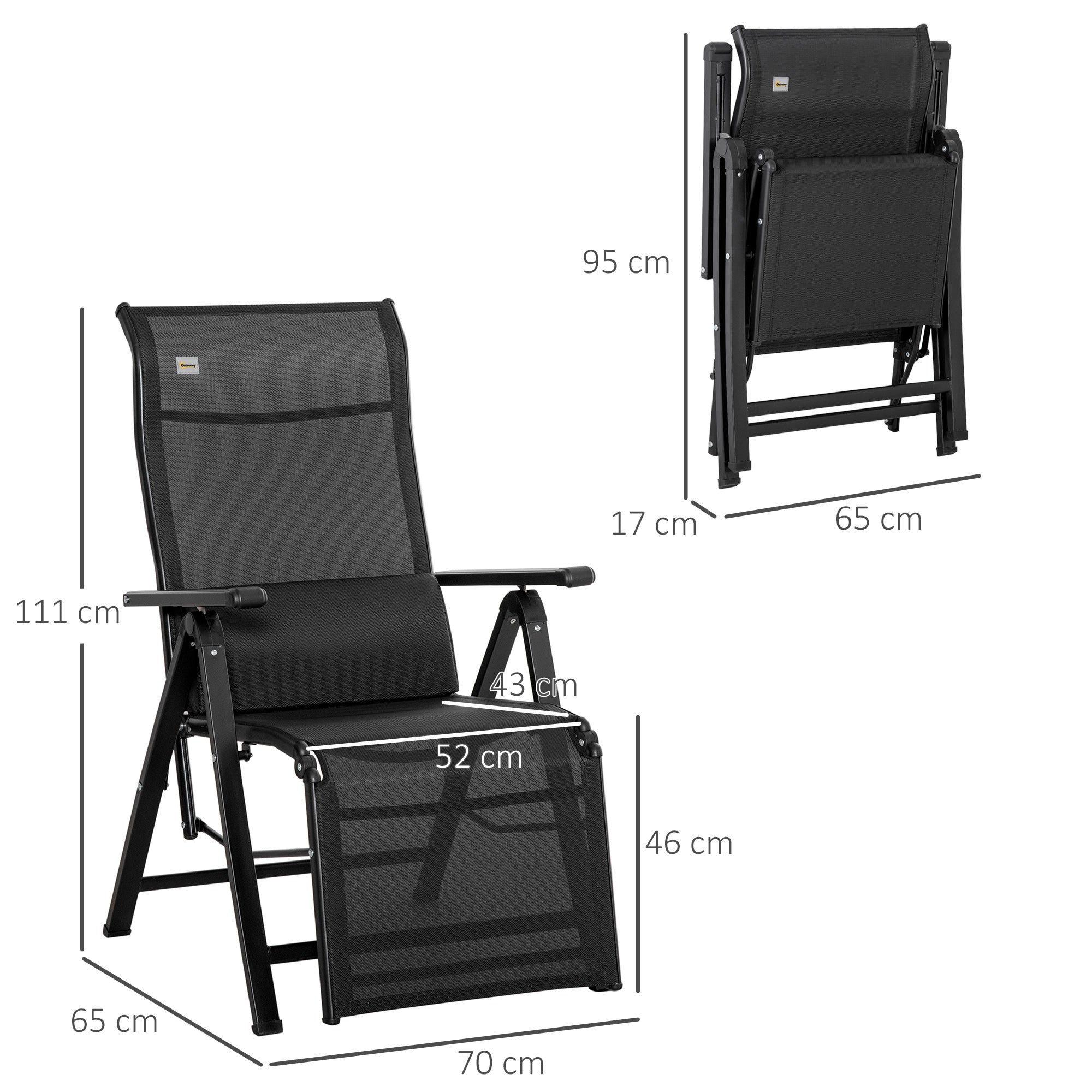 Folding Sun Lounger Garden Lounger with Cushion Zero Gravity Recliner with 9-Position Adjustable Backrest Patio Chair up to 150 kg Load Capacity, for Garden Vacation Outdoor Beach Pool, Black