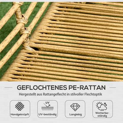 4 pcs Garden Furniture Set, Rattan Seating Group with Cushions, Set with 3 Armchairs, 1 Coffee Table, Balcony Furniture in Boho Style for 4 Persons, Sand+Dark gray