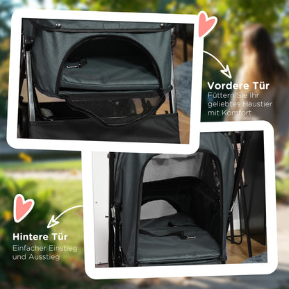 Pet Stroller Dog Buggy for Small Dogs and Cats Pet Carriage Pet Stroller Cat Buggy Oxford Dark Gray 76.5 x 52 x 95 cm