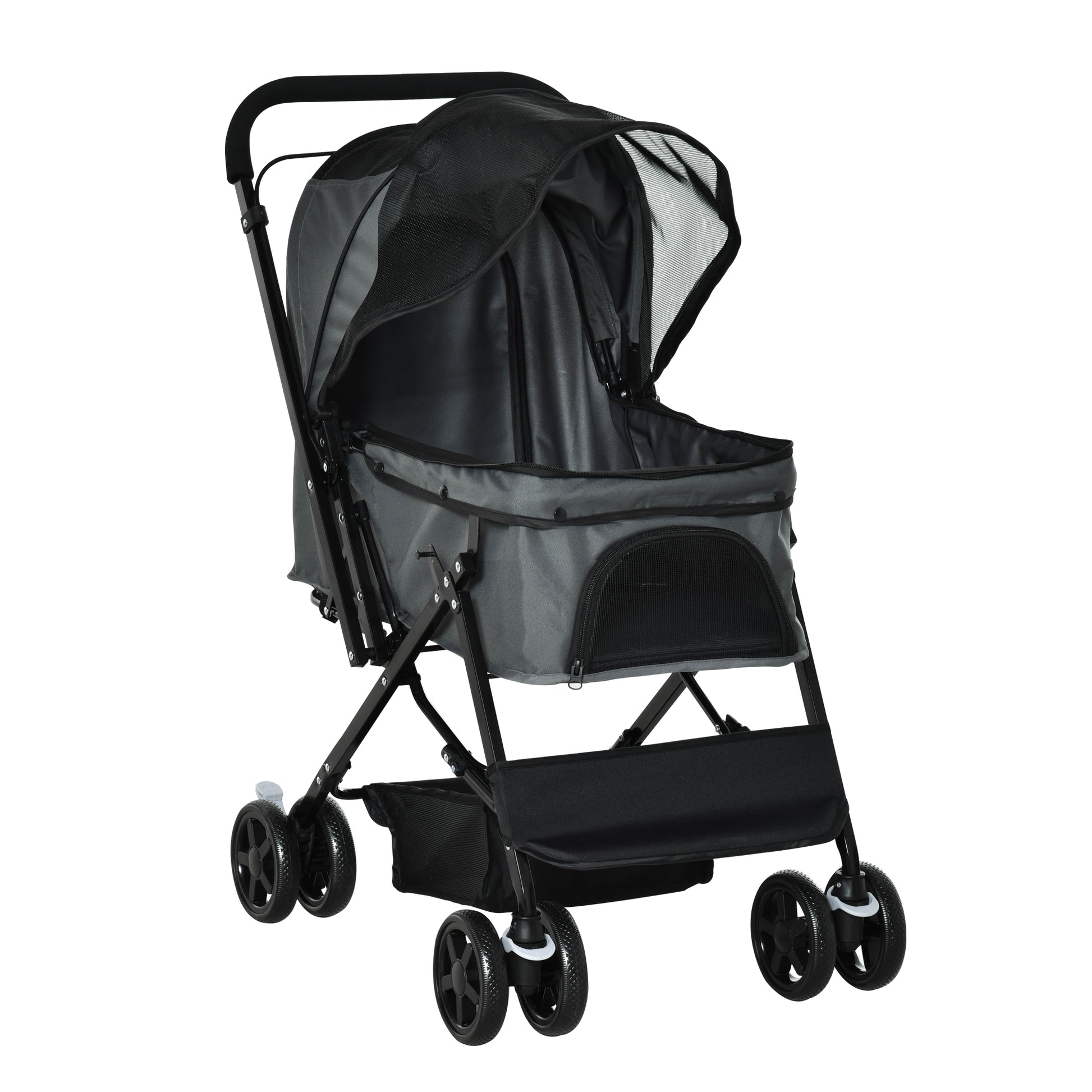 Pet Stroller Dog Buggy for Small Dogs and Cats Pet Carriage Pet Stroller Cat Buggy Oxford Dark Gray 76.5 x 52 x 95 cm