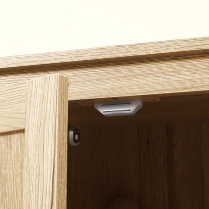 Modern 4-Door Sideboard with Adjustable Shelves and Raised Base, Wooden Kitchen Cabinet, 80x40x182 cm, Wood Color