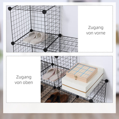 Wire Cube Shelf, Shelving System with 6 Cubes, DIY Wire Grid Storage, Cube Shelving Unit for Living Room, Bedroom, Black, 109 x 37 x 109 cm
