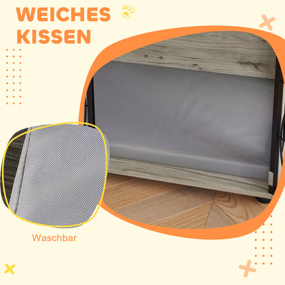 Dog Crate for Home, Doghouse, Indoor Pet Cage with Cushion, Dog House with Window, Dog Box for Large Dogs, Grey, 100 x 60 x 73.5 cm