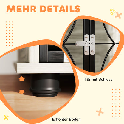 Dog Crate for Home, Doghouse, Indoor Pet Cage with Cushion, Dog House with Window, Dog Box for Large Dogs, Grey, 100 x 60 x 73.5 cm