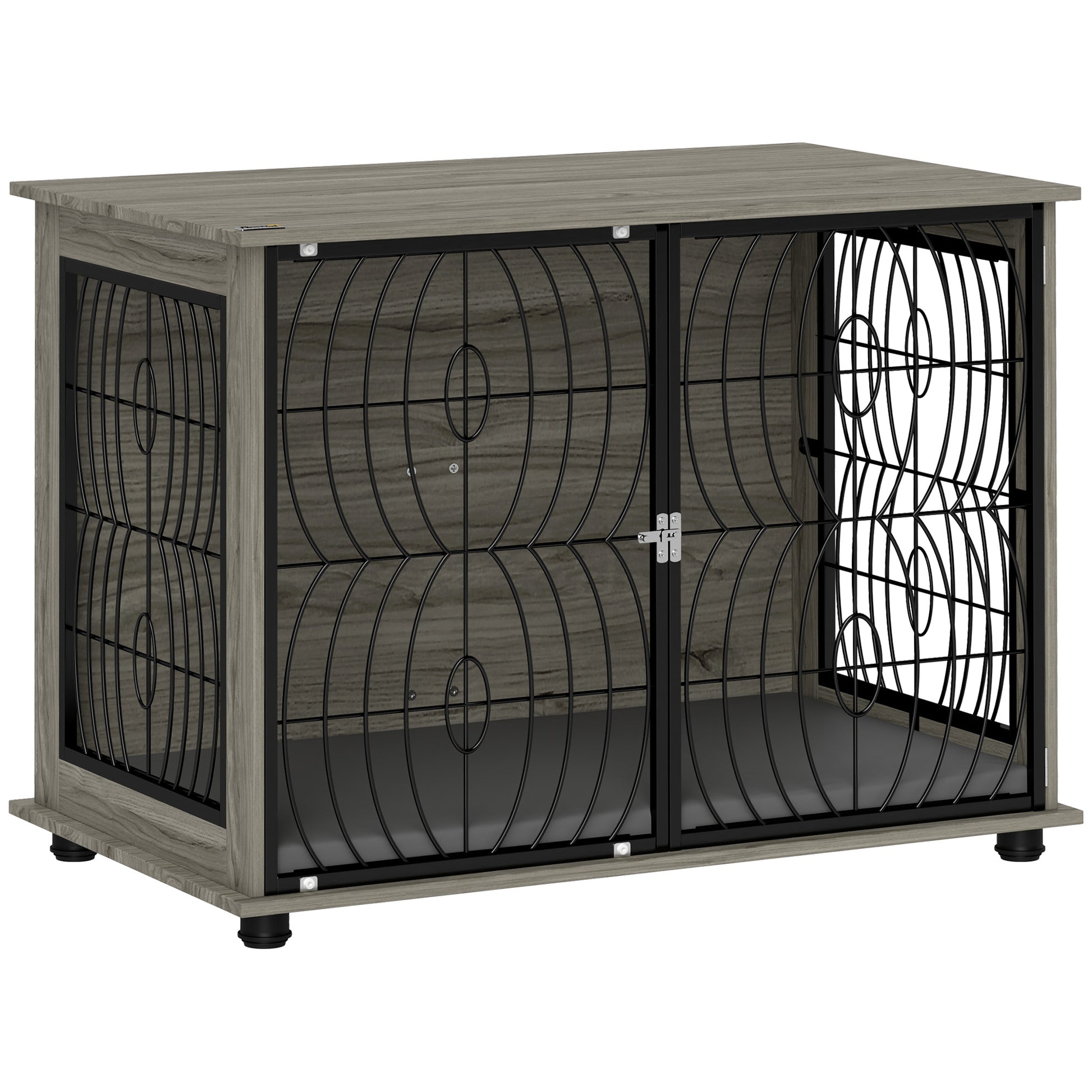 Dog Crate for Home, Doghouse, Indoor Pet Cage with Cushion, Dog House with Window, Dog Box for Large Dogs, Grey, 100 x 60 x 73.5 cm