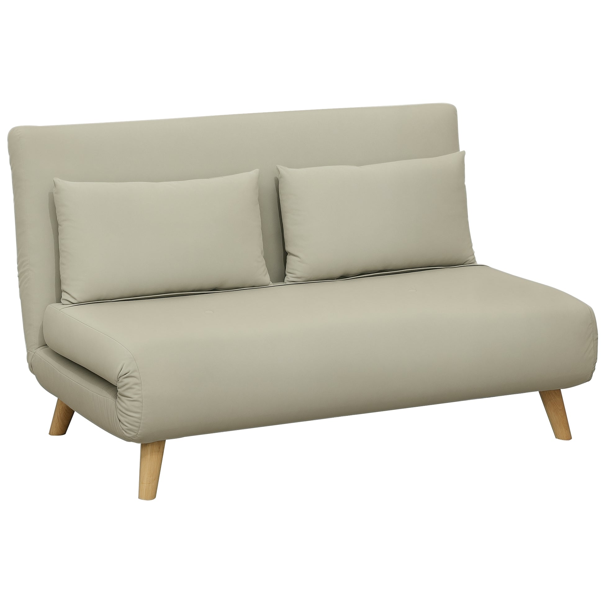 3-in-1 Sleeper Sofa 130 x 78 cm Sofa with Bed Function, Folding Couch with Lumbar Pillow, Velvet Look, Adjustable Backrest for Living Room, Bedroom, Beige