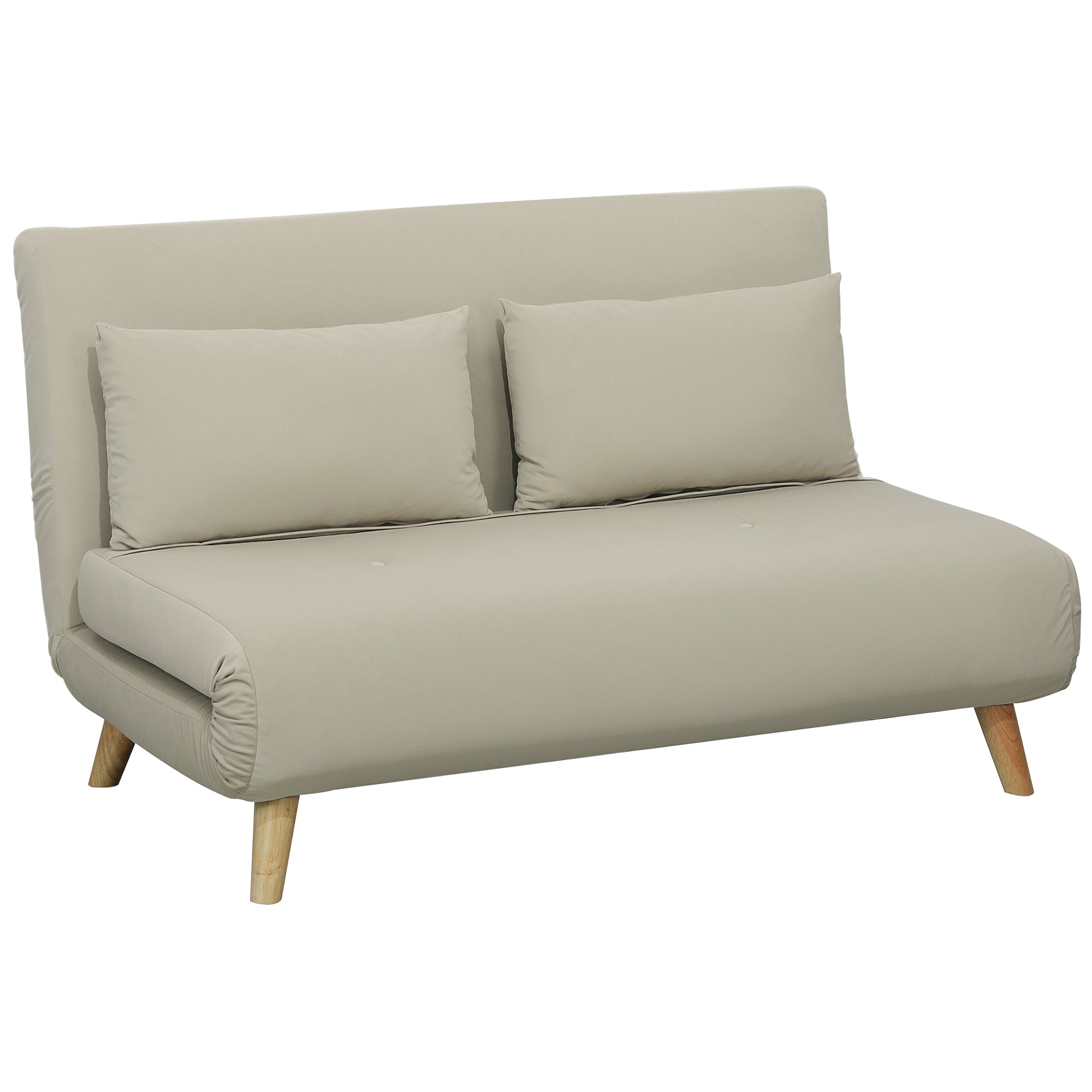 3-in-1 Sleeper Sofa 130 x 78 cm Sofa with Bed Function, Folding Couch with Lumbar Pillow, Velvet Look, Adjustable Backrest for Living Room, Bedroom, Beige