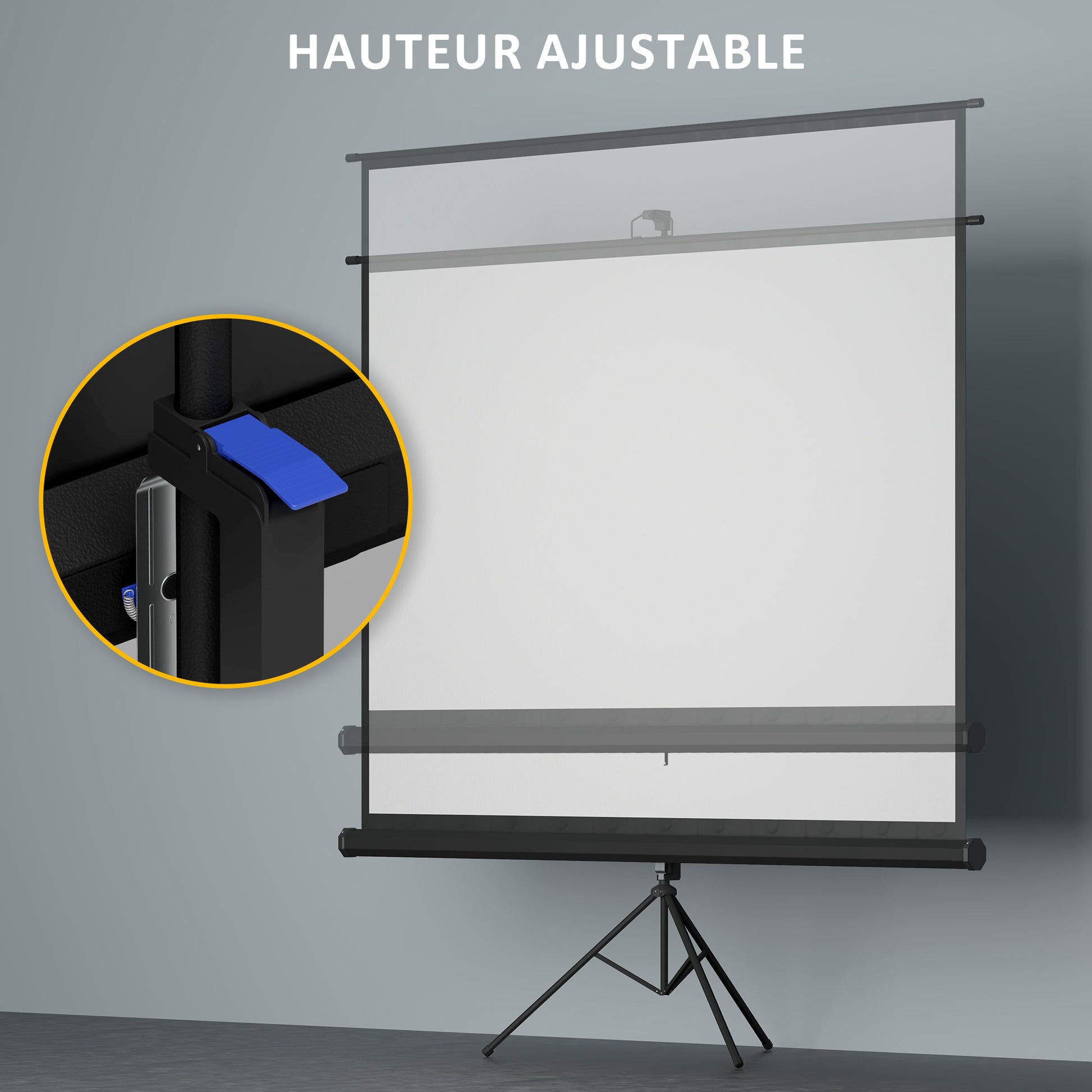 100-inch Projection Screen with Adjustable Height Tripod Stand, 4K HD 4:3 Screen Ideal for Home Cinema, Indoor/Outdoor Movies