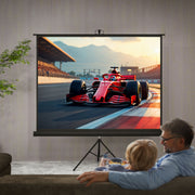 100-inch Projection Screen with Adjustable Height Tripod Stand, 4K HD 4:3 Screen Ideal for Home Cinema, Indoor/Outdoor Movies