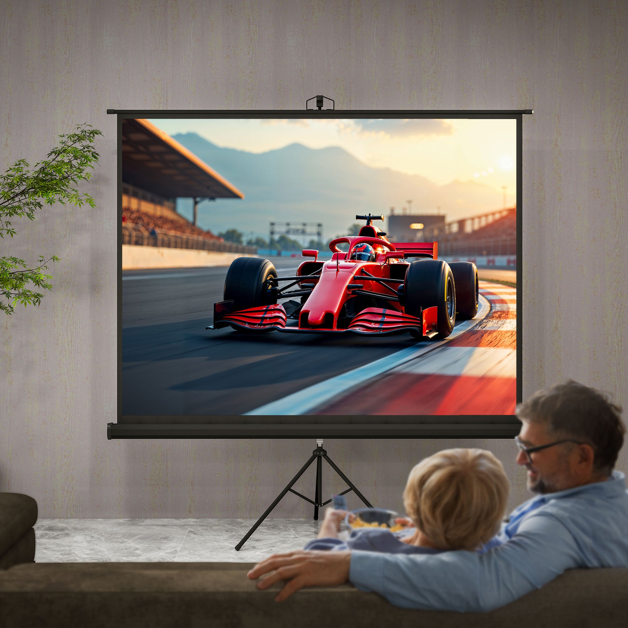 100-inch Projection Screen with Adjustable Height Tripod Stand, 4K HD 4:3 Screen Ideal for Home Cinema, Indoor/Outdoor Movies