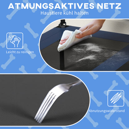 Elevated Dog Bed with Canopy, Pet Bed, Outdoor Dog Lounger with Roof, Breathable, for Large Dogs Dark Blue Oxford 91 x 76 x 89 cm