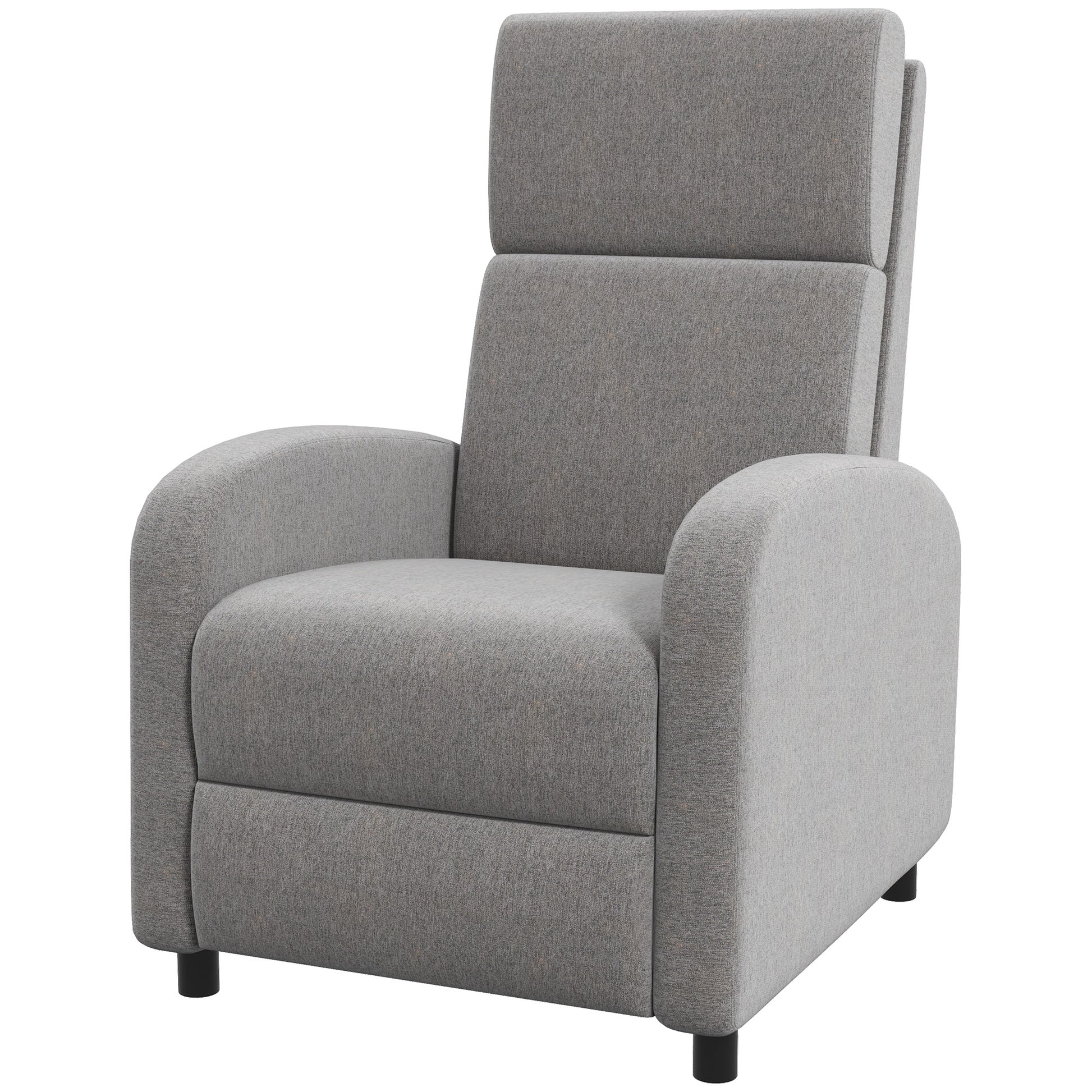 Recliner TV Armchair with Reclining Function Padded Chair with Adjustable Backrest, Relaxation Armchair with Linen Look, Footrest for Living Room Bedroom, Dark Gray