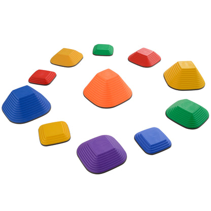 River Stones, 11-Piece Balancing Stones in Square Shape, Stackable & Non-slip Stack Stones up to 80 kg Load Capacity, Stepping Stones for 3-8 years, for Indoor Outdoor Play Multicolor