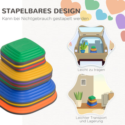 River Stones, 11-Piece Balancing Stones in Square Shape, Stackable & Non-slip Stack Stones up to 80 kg Load Capacity, Stepping Stones for 3-8 years, for Indoor Outdoor Play Multicolor