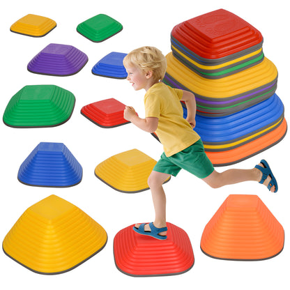 River Stones, 11-Piece Balancing Stones in Square Shape, Stackable & Non-slip Stack Stones up to 80 kg Load Capacity, Stepping Stones for 3-8 years, for Indoor Outdoor Play Multicolor