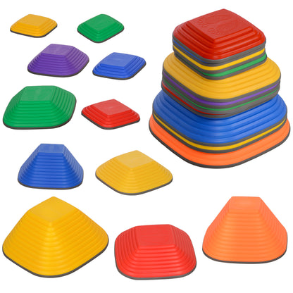 River Stones, 11-Piece Balancing Stones in Square Shape, Stackable & Non-slip Stack Stones up to 80 kg Load Capacity, Stepping Stones for 3-8 years, for Indoor Outdoor Play Multicolor
