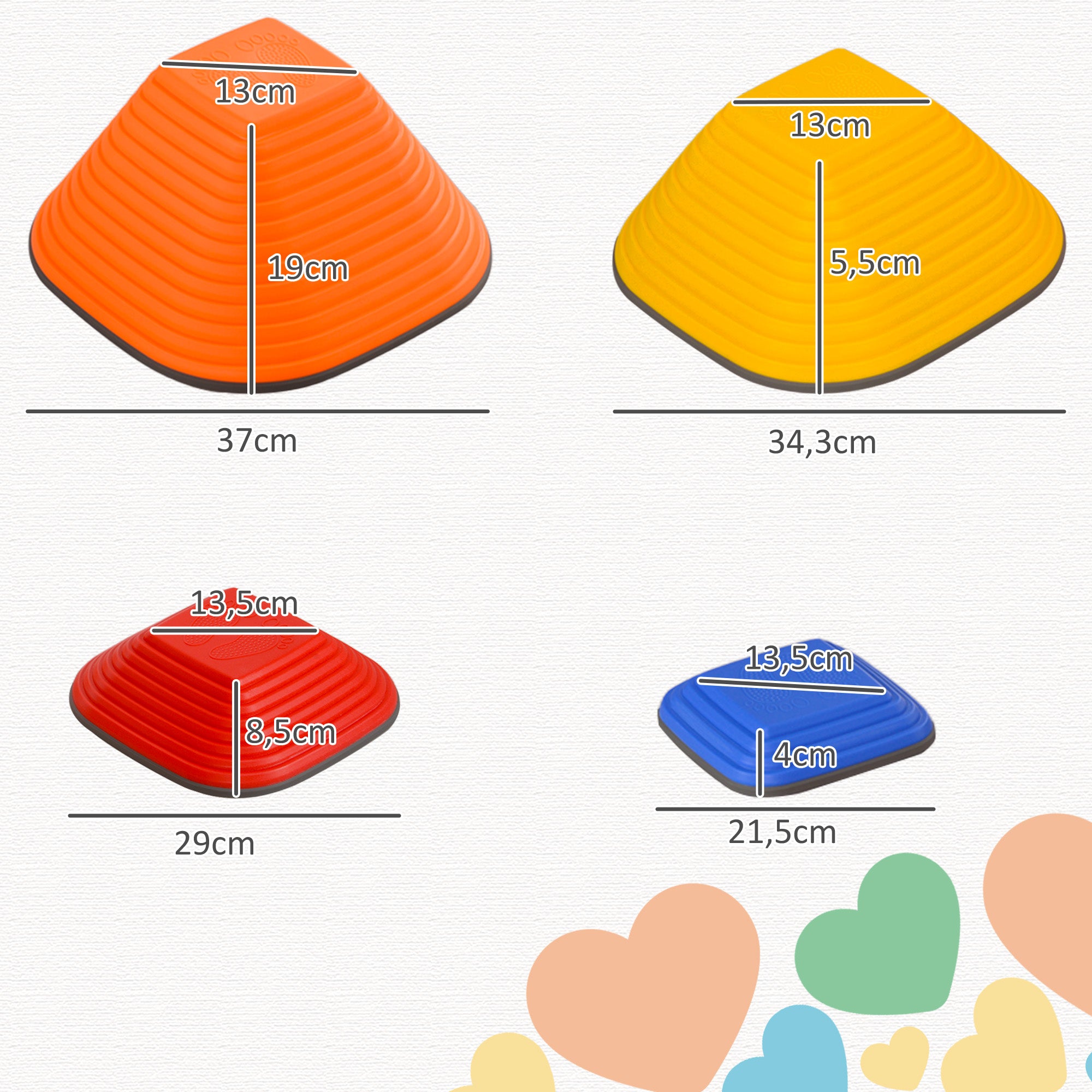 River Stones, 11-Piece Balancing Stones in Square Shape, Stackable & Non-slip Stack Stones up to 80 kg Load Capacity, Stepping Stones for 3-8 years, for Indoor Outdoor Play Multicolor