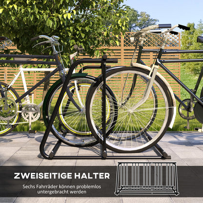 Bike Stand Bicycle Rack Multi Bike Rack Display Stand Bike Stand weatherproof up to 6 bikes on both sides 155 x 100 x 75 cm, Steel Black
