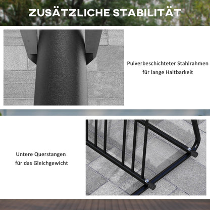 Bike Stand Bicycle Rack Multi Bike Rack Display Stand Bike Stand weatherproof up to 6 bikes on both sides 155 x 100 x 75 cm, Steel Black