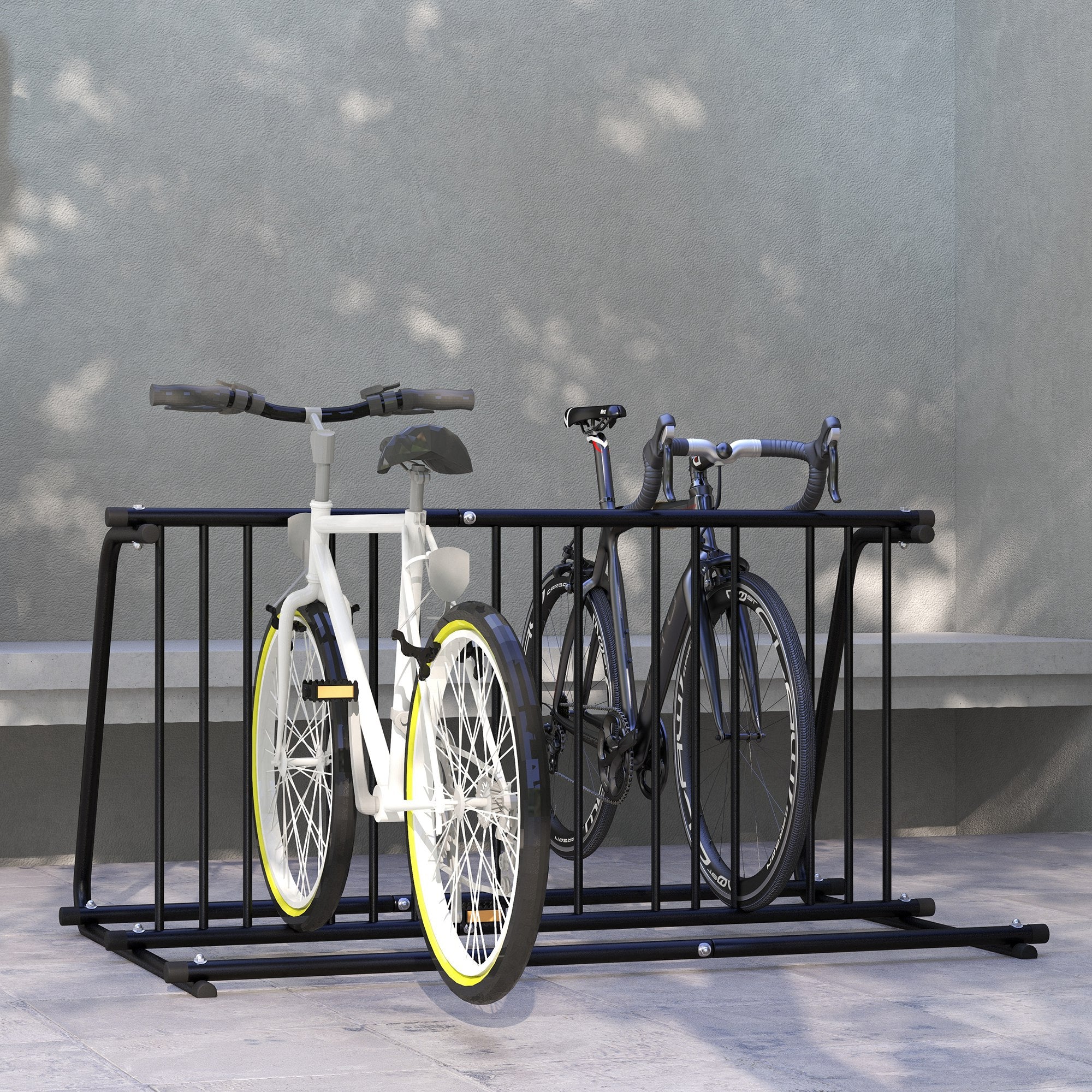 Bike Stand Bicycle Rack Multi Bike Rack Display Stand Bike Stand weatherproof up to 6 bikes on both sides 155 x 100 x 75 cm, Steel Black
