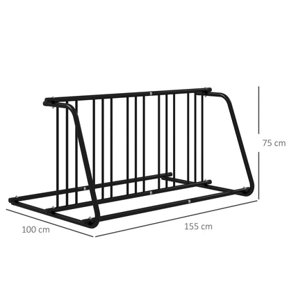 Bike Stand Bicycle Rack Multi Bike Rack Display Stand Bike Stand weatherproof up to 6 bikes on both sides 155 x 100 x 75 cm, Steel Black