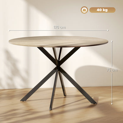 Round Dining Table for 4 People Industrial Kitchen Table with Steel Frame Ø120x75 cm Dark Brown