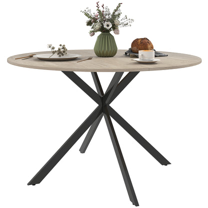 Round Dining Table for 4 People Industrial Kitchen Table with Steel Frame Ø120x75 cm Dark Brown