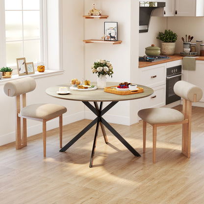 Round Dining Table for 4 People Industrial Kitchen Table with Steel Frame Ø120x75 cm Dark Brown