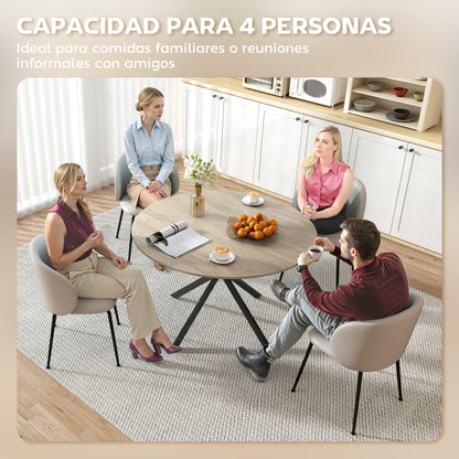 Round Dining Table for 4 People Industrial Kitchen Table with Steel Frame Ø120x75 cm Dark Brown