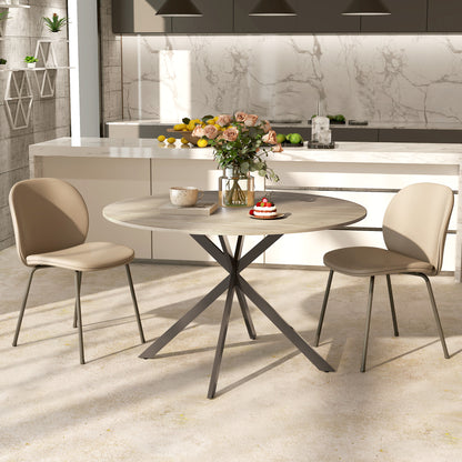 Round Dining Table for 4 People Industrial Kitchen Table with Steel Frame Ø120x75 cm Dark Brown