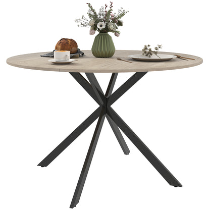 Round Dining Table for 4 People Industrial Kitchen Table with Steel Frame Ø120x75 cm Dark Brown